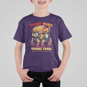 Funny Trump Vance Halloween T Shirt For Kid Trump Vance Trance Dance Pumpkin Skeleton Dancing Moon TS11 Purple Print Your Wear