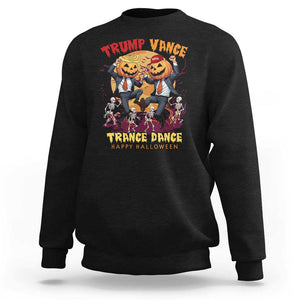 Funny Trump Vance Halloween Sweatshirt Trump Vance Trance Dance Pumpkin Skeleton Dancing Moon TS11 Black Print Your Wear