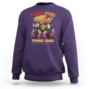 Funny Trump Vance Halloween Sweatshirt Trump Vance Trance Dance Pumpkin Skeleton Dancing Moon TS11 Purple Print Your Wear