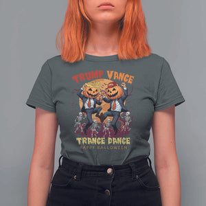 Funny Trump Vance Halloween T Shirt For Women Trump Vance Trance Dance Pumpkin Skeleton Dancing Moon TS11 Dark Heather Print Your Wear