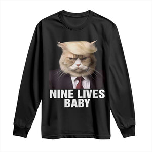 Funny Trump Supporter Long Sleeve Shirt Nine Lives Baby Trump Blond Hair Cat Cute Pet TS11 Black Print Your Wear