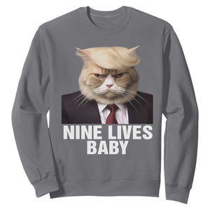 Funny Trump Supporter Sweatshirt Nine Lives Baby Trump Blond Hair Cat Cute Pet TS11 Charcoal Print Your Wear