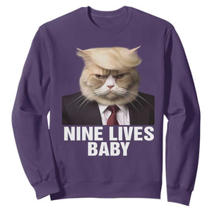 Funny Trump Supporter Sweatshirt Nine Lives Baby Trump Blond Hair Cat Cute Pet TS11 Purple Print Your Wear