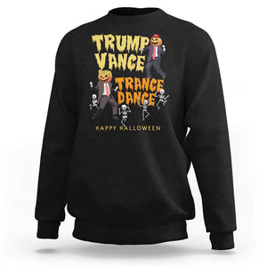 Funny Trump Vance Halloween Sweatshirt Trump Vance Trance Dance Pumpkin Skeleton Dancing TS11 Black Print Your Wear