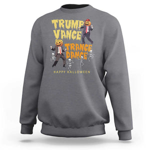 Funny Trump Vance Halloween Sweatshirt Trump Vance Trance Dance Pumpkin Skeleton Dancing TS11 Charcoal Print Your Wear