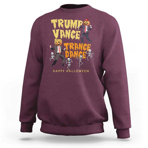 Funny Trump Vance Halloween Sweatshirt Trump Vance Trance Dance Pumpkin Skeleton Dancing TS11 Maroon Print Your Wear