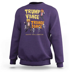 Funny Trump Vance Halloween Sweatshirt Trump Vance Trance Dance Pumpkin Skeleton Dancing TS11 Purple Print Your Wear