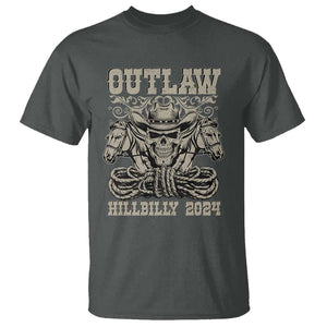 Trump Vance Supporter T Shirt Outlaw Hillbilly 2024 Vintage Skeleton Skull Horse Cowboy TS11 Dark Heather Print Your Wear