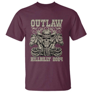 Trump Vance Supporter T Shirt Outlaw Hillbilly 2024 Vintage Skeleton Skull Horse Cowboy TS11 Maroon Print Your Wear