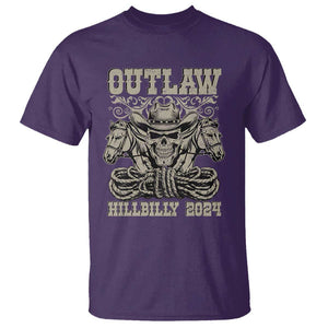 Trump Vance Supporter T Shirt Outlaw Hillbilly 2024 Vintage Skeleton Skull Horse Cowboy TS11 Purple Print Your Wear