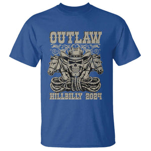 Trump Vance Supporter T Shirt Outlaw Hillbilly 2024 Vintage Skeleton Skull Horse Cowboy TS11 Royal Blue Print Your Wear