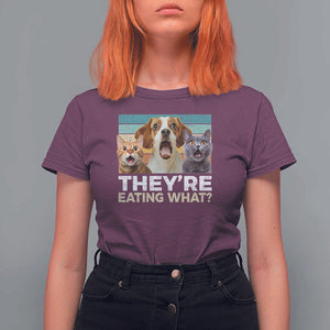 Funny Trump Pets T Shirt For Women They're Eating What Cats And Dogs Presidential Election TS11 Maroon Print Your Wear