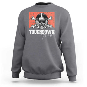 Funny American Football Sweatshirt Touchdown Season Cowboy Skull Football Player Helmet TS11 Charcoal Print Your Wear