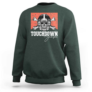 Funny American Football Sweatshirt Touchdown Season Cowboy Skull Football Player Helmet TS11 Dark Forest Green Print Your Wear