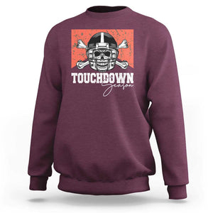 Funny American Football Sweatshirt Touchdown Season Cowboy Skull Football Player Helmet TS11 Maroon Print Your Wear