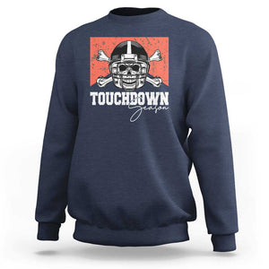 Funny American Football Sweatshirt Touchdown Season Cowboy Skull Football Player Helmet TS11 Navy Print Your Wear