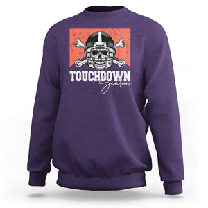 Funny American Football Sweatshirt Touchdown Season Cowboy Skull Football Player Helmet TS11 Purple Print Your Wear