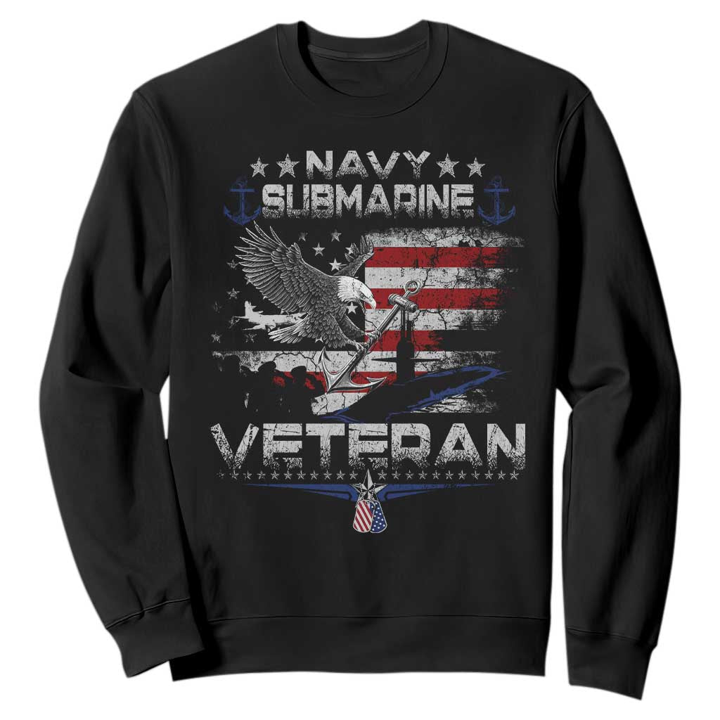 Navy Submarine Veteran Sweatshirt Military Patriotic Vintage American Flag TS11 Black Print Your Wear