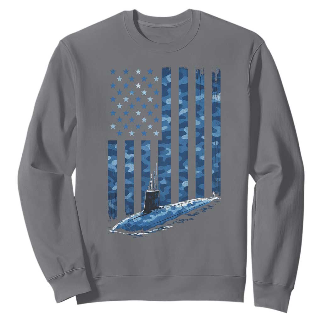 Patriotic Submarine Veteran Sweatshirt Submariner Vintage Camo American Flag TS11 Charcoal Print Your Wear