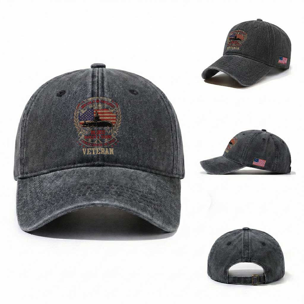 Submarine Veteran Washed Cotton Baseball Cap It Cannot Be Inherited Nor Can It Be Purchased I Have Earned It TS11 Washed Cap Universal Fit Dark Gray Print Your Wear