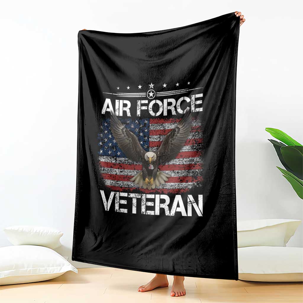 Air Force Veteran Throw Blanket Bald Eagle Vintage American Flag TS11 Print Your Wear