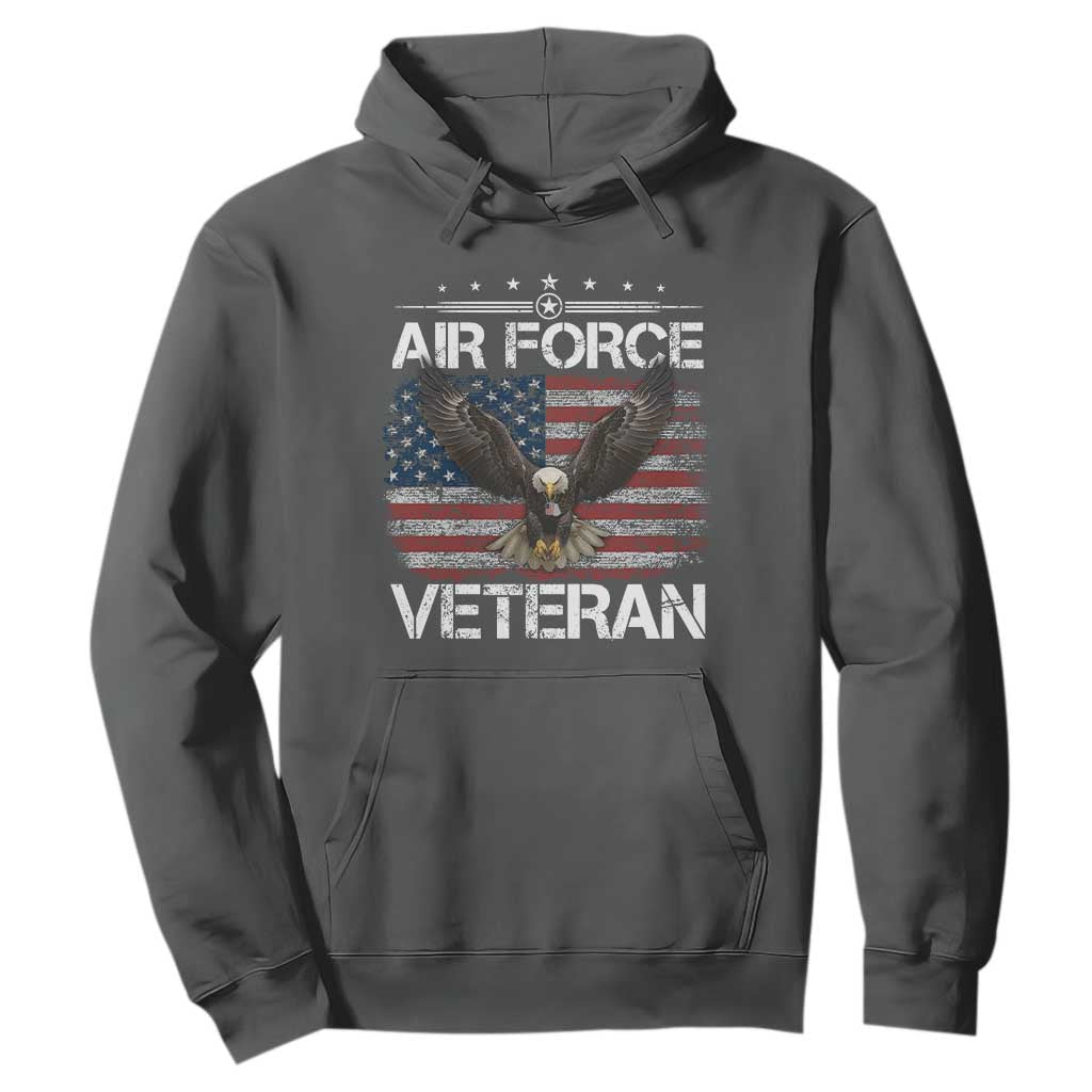 Air Force Veteran Hoodie Bald Eagle Vintage American Flag TS11 Dark Heather Print Your Wear