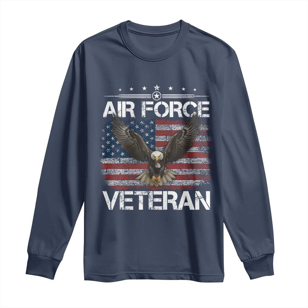 Air Force Veteran Long Sleeve Shirt Bald Eagle Vintage American Flag TS11 Navy Print Your Wear