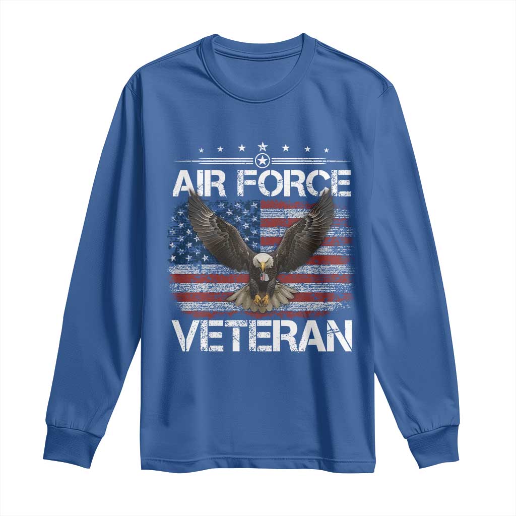 Air Force Veteran Long Sleeve Shirt Bald Eagle Vintage American Flag TS11 Royal Blue Print Your Wear