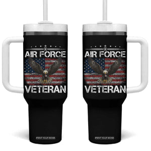 Air Force Veteran Tumbler With Handle Bald Eagle Vintage American Flag TS11 One Size: 40 oz Black Print Your Wear