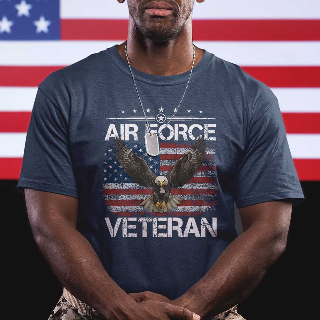 Air Force Veteran T Shirt Bald Eagle Vintage American Flag TS11 Navy Print Your Wear
