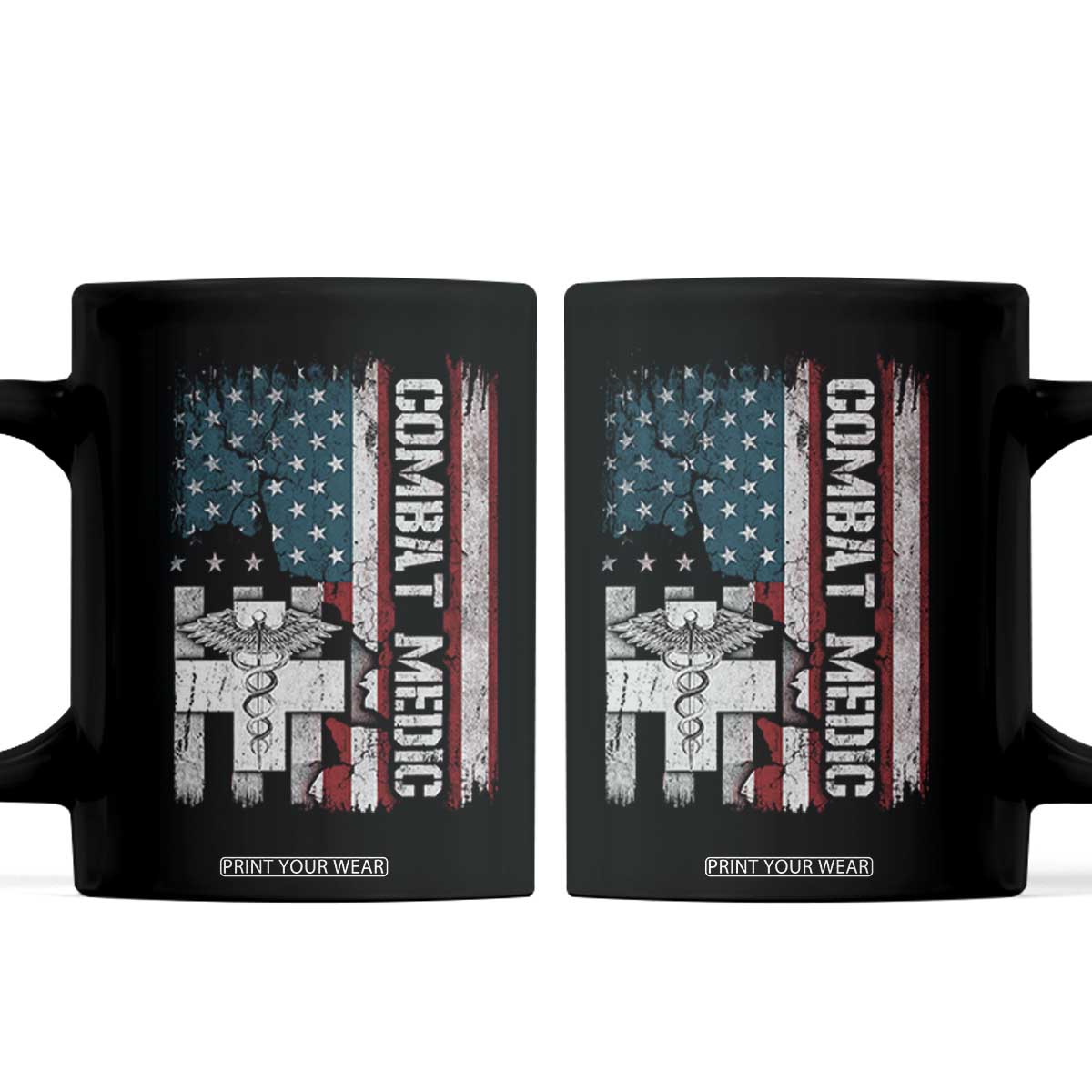 Combat Medic Soldier Coffee Mug Medical Military American Flag TS11 Black Print Your Wear