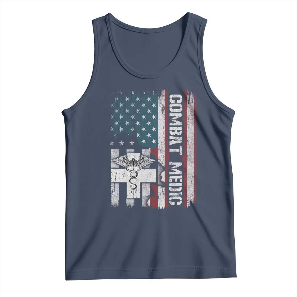 Combat Medic Soldier Tank Top Medical Military American Flag TS11 Navy Print Your Wear