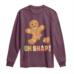 Funny Christmas Gingerbread Long Sleeve Shirt Oh Snap Cookie Baking TS11 Maroon Print Your Wear