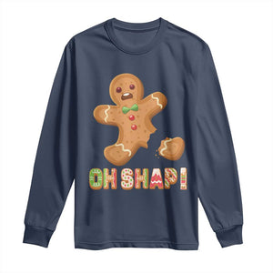 Funny Christmas Gingerbread Long Sleeve Shirt Oh Snap Cookie Baking TS11 Navy Print Your Wear