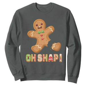 Funny Christmas Gingerbread Sweatshirt Oh Snap Cookie Baking TS11 Dark Heather Print Your Wear