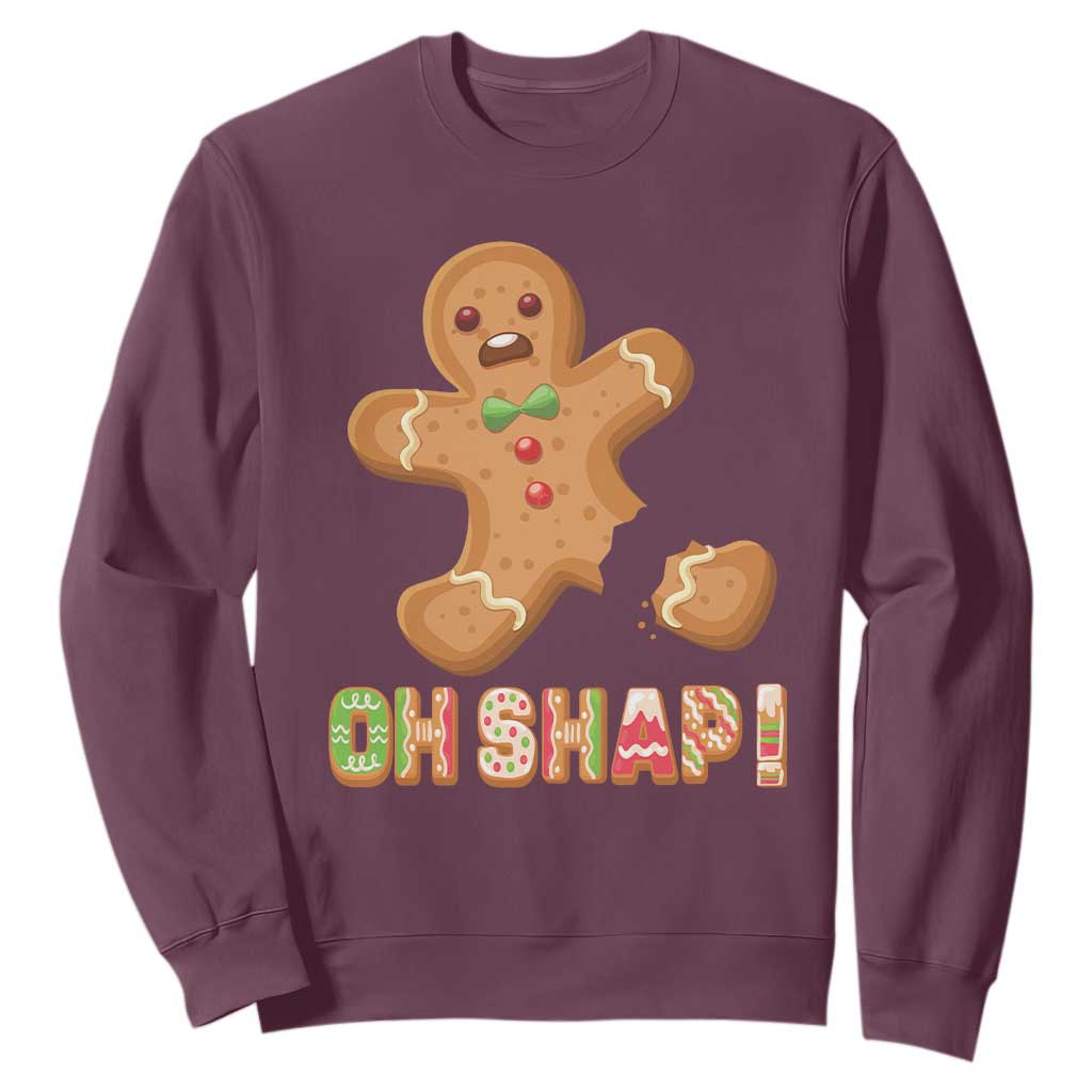 Funny Christmas Gingerbread Sweatshirt Oh Snap Cookie Baking TS11 Maroon Print Your Wear