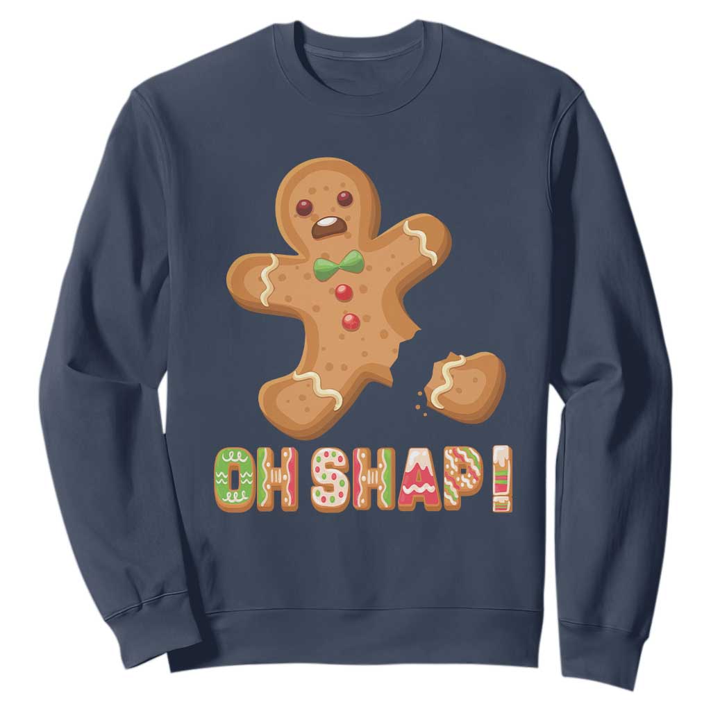 Funny Christmas Gingerbread Sweatshirt Oh Snap Cookie Baking TS11 Navy Print Your Wear