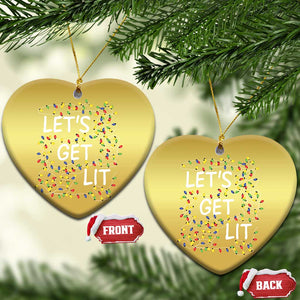 Funny Christmas Christmas Ornament Let's Get Lit Led Lights Xmas TS11 Heart Gold Print Your Wear