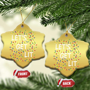 Funny Christmas Christmas Ornament Let's Get Lit Led Lights Xmas TS11 Snow Flake Gold Print Your Wear