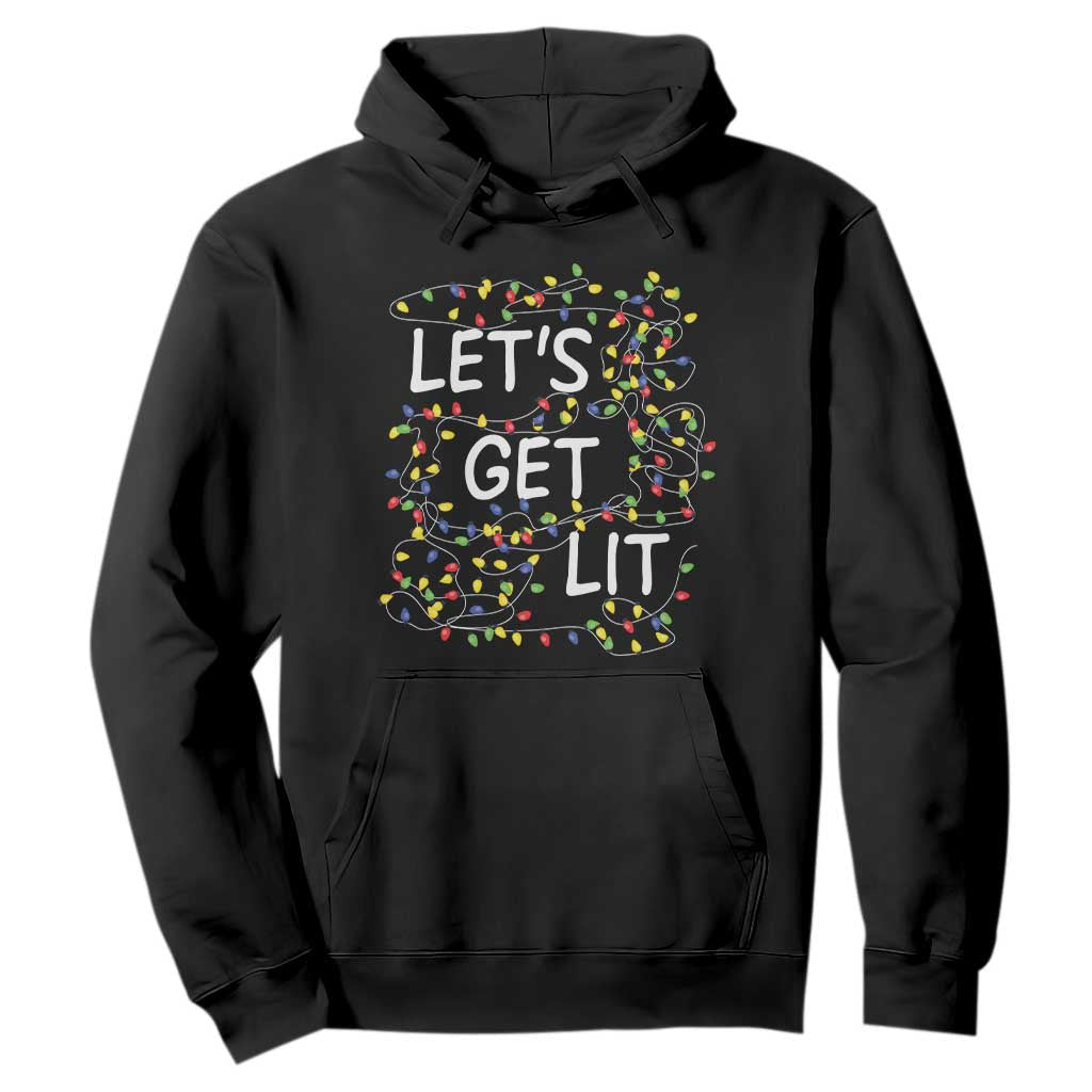 Funny Christmas Hoodie Let's Get Lit Led Lights Xmas TS11 Black Print Your Wear
