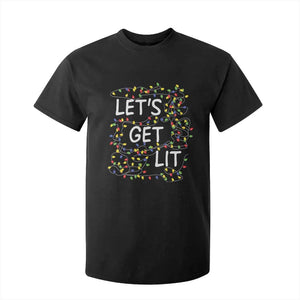 Funny Christmas T Shirt For Kid Let's Get Lit Led Lights Xmas TS11 Black Print Your Wear