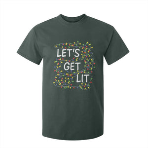 Funny Christmas T Shirt For Kid Let's Get Lit Led Lights Xmas TS11 Dark Forest Green Print Your Wear