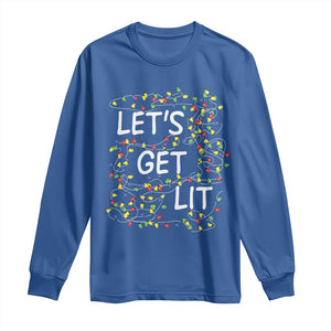 Funny Christmas Long Sleeve Shirt Let's Get Lit Led Lights Xmas TS11 Royal Blue Print Your Wear