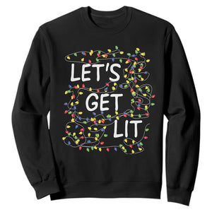 Funny Christmas Sweatshirt Let's Get Lit Led Lights Xmas TS11 Black Print Your Wear