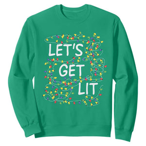 Funny Christmas Sweatshirt Let's Get Lit Led Lights Xmas TS11 Irish Green Print Your Wear