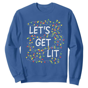 Funny Christmas Sweatshirt Let's Get Lit Led Lights Xmas TS11 Royal Blue Print Your Wear