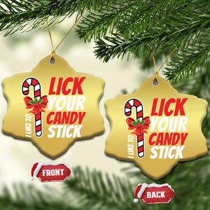 Funny Christmas Christmas Ornament I Like To Lick Your Candy Stick TS11 Snow Flake Gold Print Your Wear