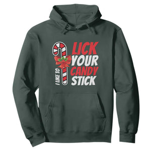 Funny Christmas Hoodie I Like To Lick Your Candy Stick TS11 Dark Forest Green Print Your Wear