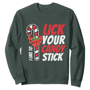 Funny Christmas Sweatshirt I Like To Lick Your Candy Stick TS11 Dark Forest Green Print Your Wear