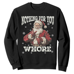 Funny Christmas Santa Sweatshirt Nothing For You Whore Dirty Xmas Jokes TS11 Black Print Your Wear